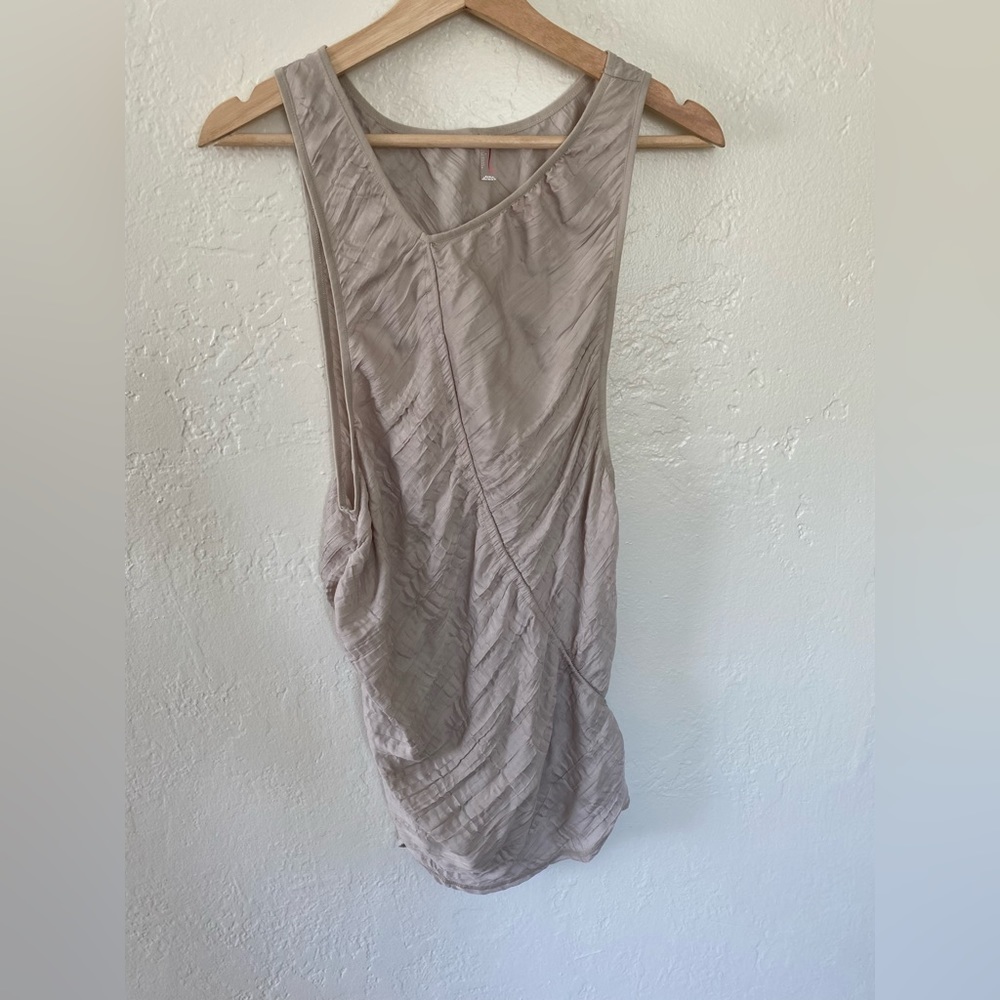 New Free People Movement Ruched Drawcord Tank - Silver Gray